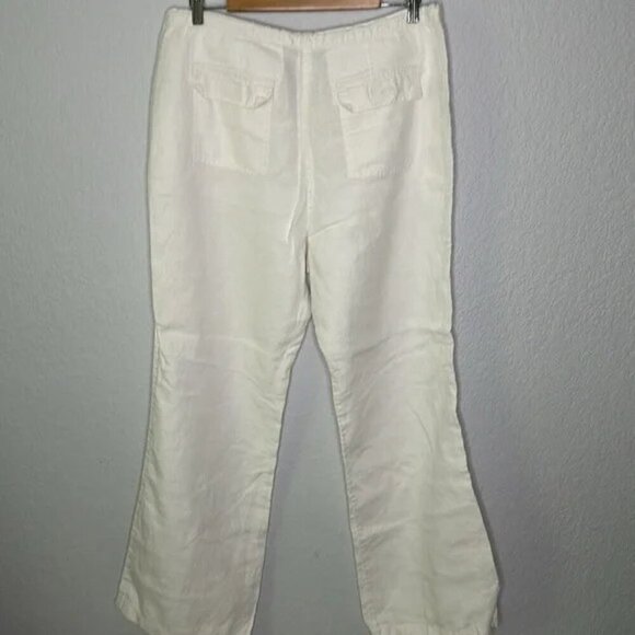 J Jill 100% White Linen Drawstring Pants - Picture 6 of 14